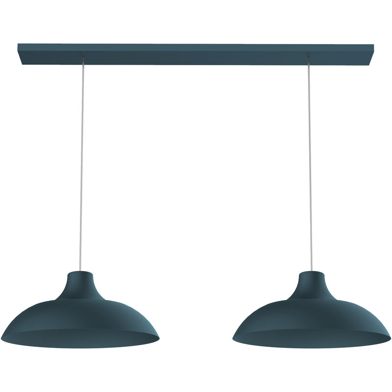 foto del prodotto parigina sospensione binario, 2x e27, max 42w, metallo, blu mediterraneo bianco, d.30cm l.70cm lumicom