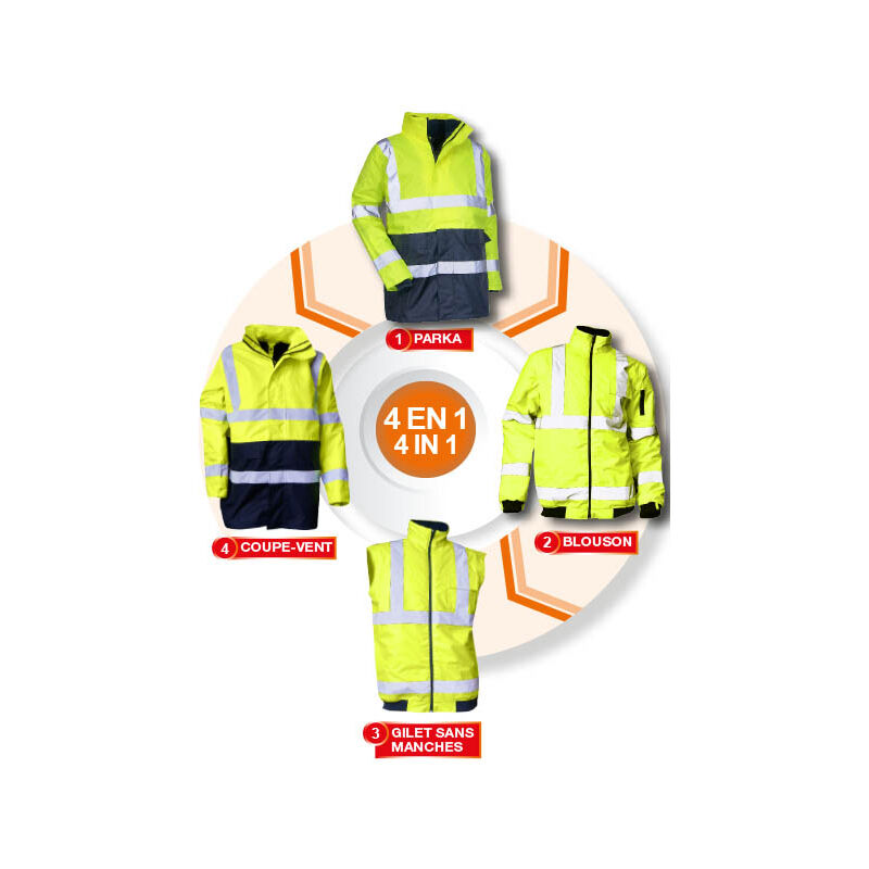 foto del prodotto parka prevenzione 4 in 1 lma alta visibilit t5 xl giallo fluorescente marina 5002 t5 xl