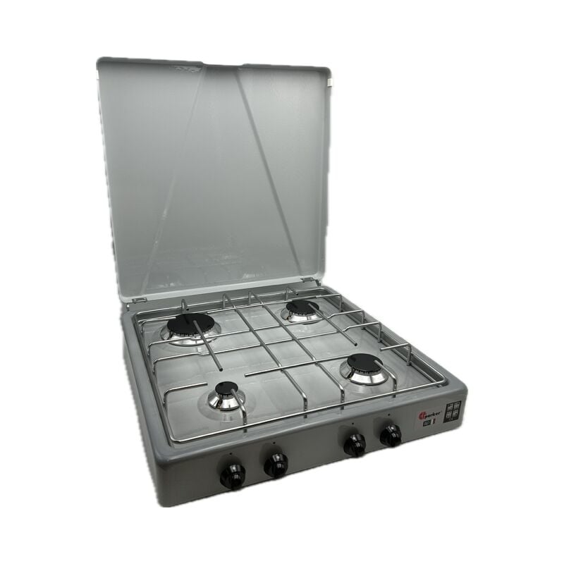 foto del prodotto parker fornello 4 fuochi a gas con valvola di sicurezza gpl grigio sfumato mod. 542ssfg