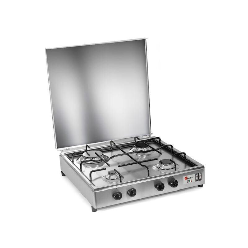 foto del prodotto parker fornello 4 fuochi a gas gpl metano acciaio inox made in italy mod. 542accgp metano