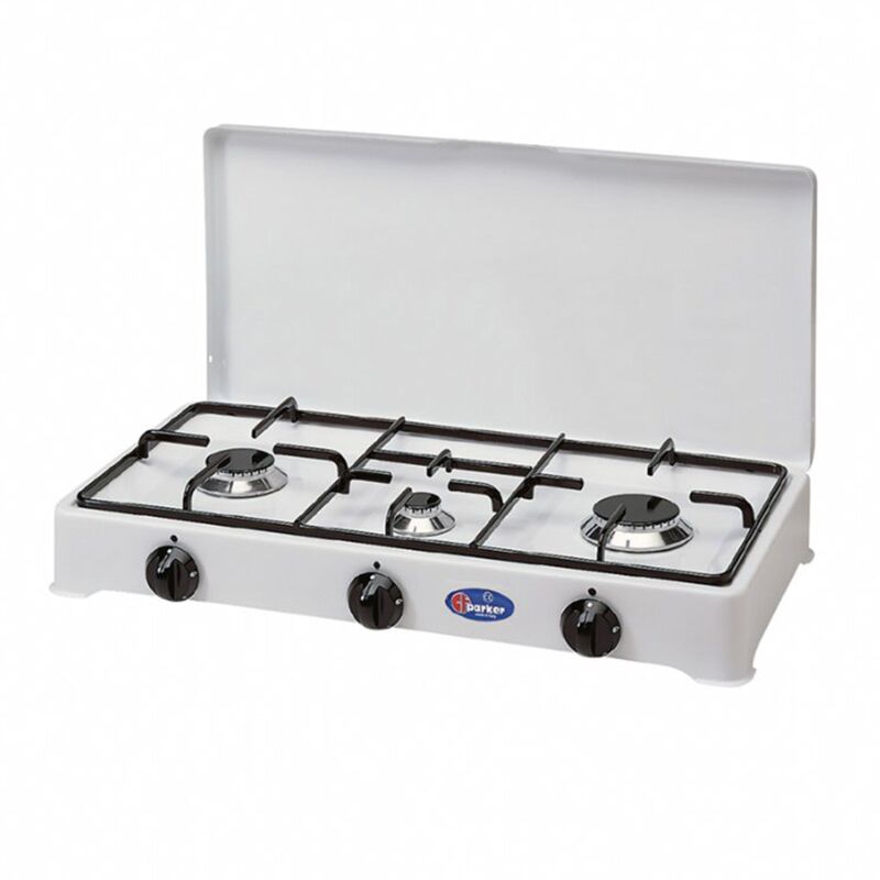 foto del prodotto parker fornello a gas da campeggio 3 fuochi fiamma regolabile made in italy 