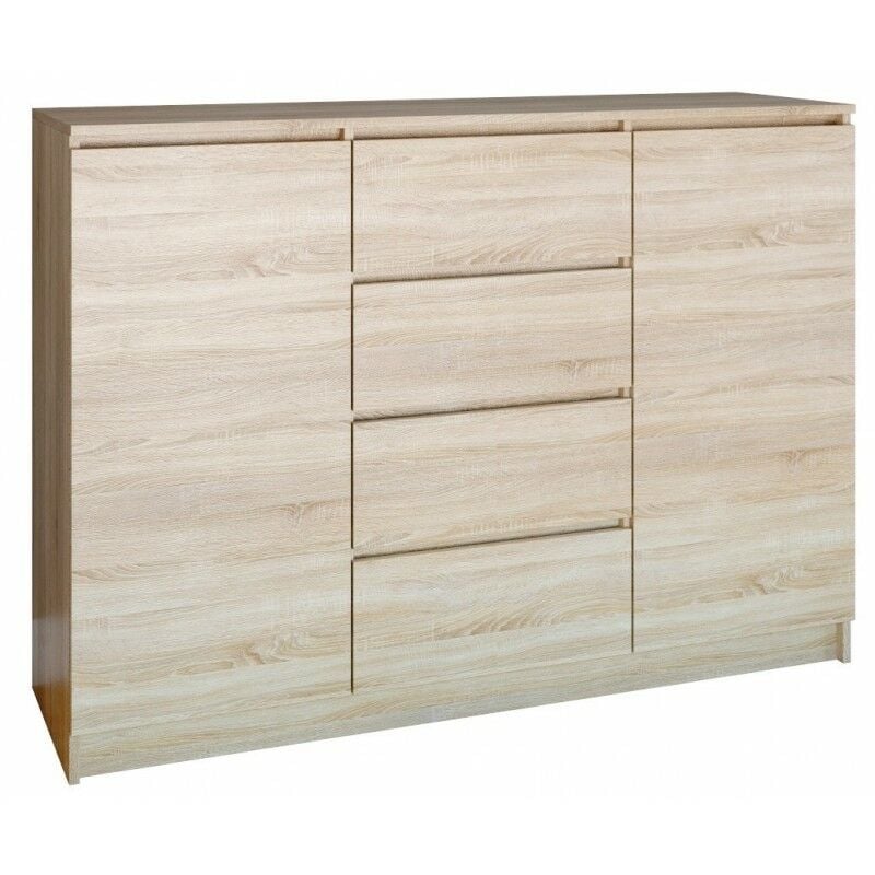 foto del prodotto parm cassettiera in stile moderno per camera da letto soggiorno ufficio 120x40x97 2 ante 4 cassetti armadio moderno