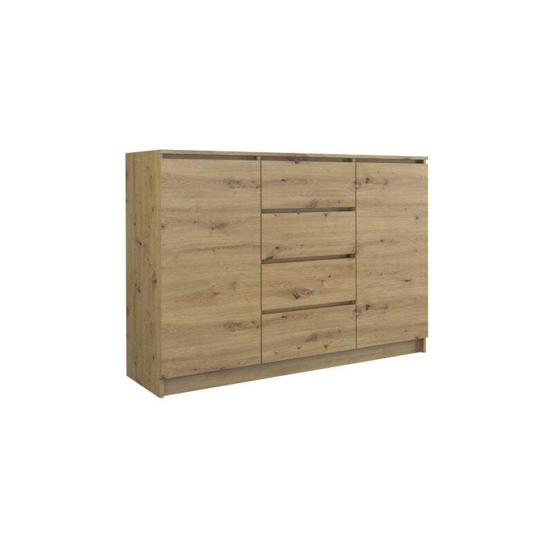foto del prodotto parm cassettiera moderna 120x40x97 2 ante 4 cassetti camera soggiorno ufficio credenza scandinava armadio moderno