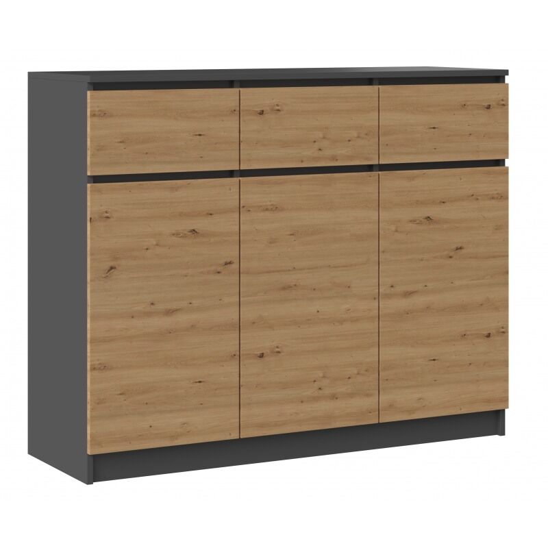 foto del prodotto parme cassettiera moderna 3 cassetti 3 ante dimensioni 97x120x40 mobili contenitori credenza