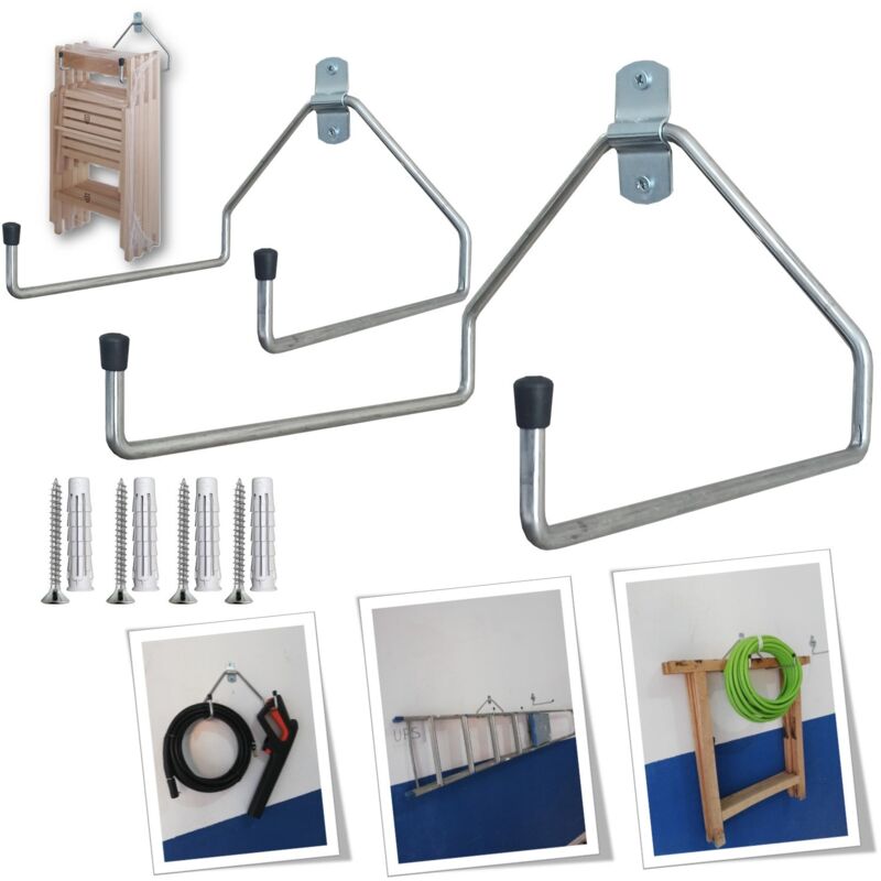 foto del prodotto parpyon 2 ganci doppi da muro ganci per garage porta attrezzi da parete medium