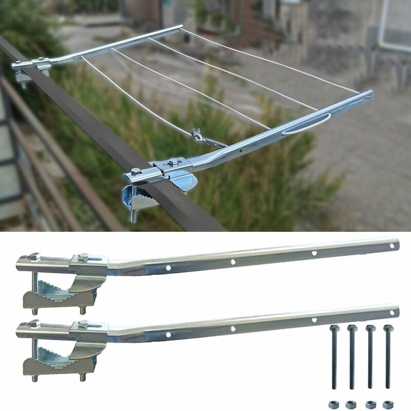 foto del prodotto parpyon - bracci stendibiancheria da balcone esterno, stendibiancheria da ringhiera fisso c piastra acciaio zincato