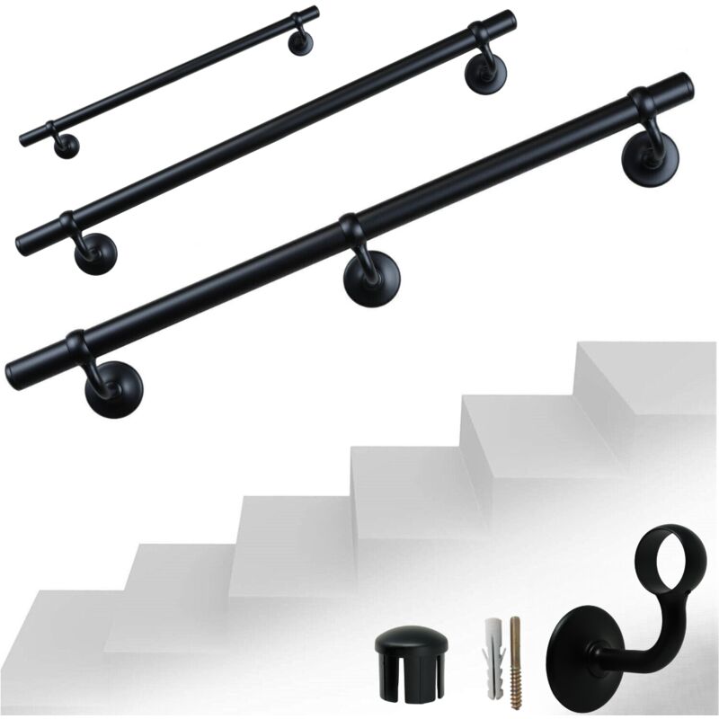 foto del prodotto parpyon corrimano a muro ringhiera passamano alluminio 525 nero opaco 30cm