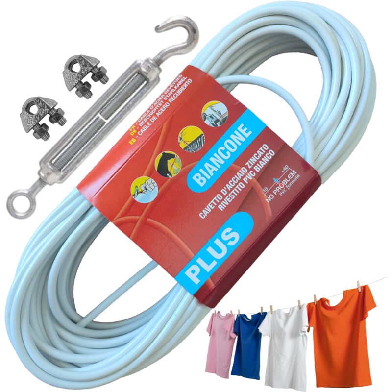 foto del prodotto parpyon filo per stendere il bucato da esterno plus 42 fili kit 100mt