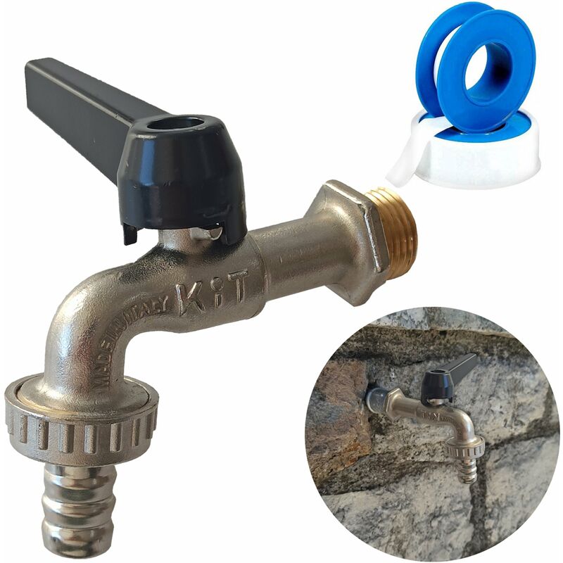 foto del prodotto parpyon rubinetto giardino 1 2 pollice con porta gomma prodotto italiano rubinetto lavabo da esterno con teflon per raccordi tubo irrigazione