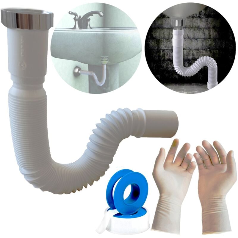 foto del prodotto parpyon sifone lavabo bagno tubo flessibile sifone da cucina g 1 1 2 40mm