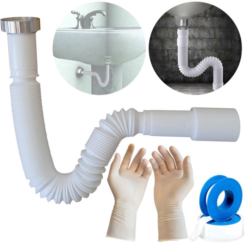 foto del prodotto parpyon sifone lavabo bagno tubo flessibile sifone da cucina g 1 1 4 32 40mm