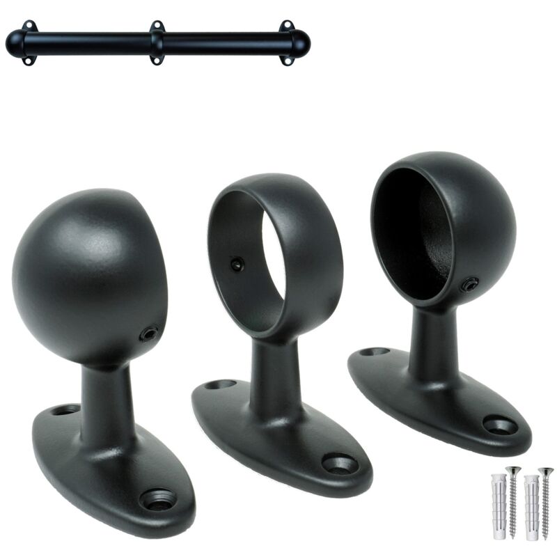 foto del prodotto parpyon supporti per corrimano a muro staffe per tubo mod. 519 3 nero