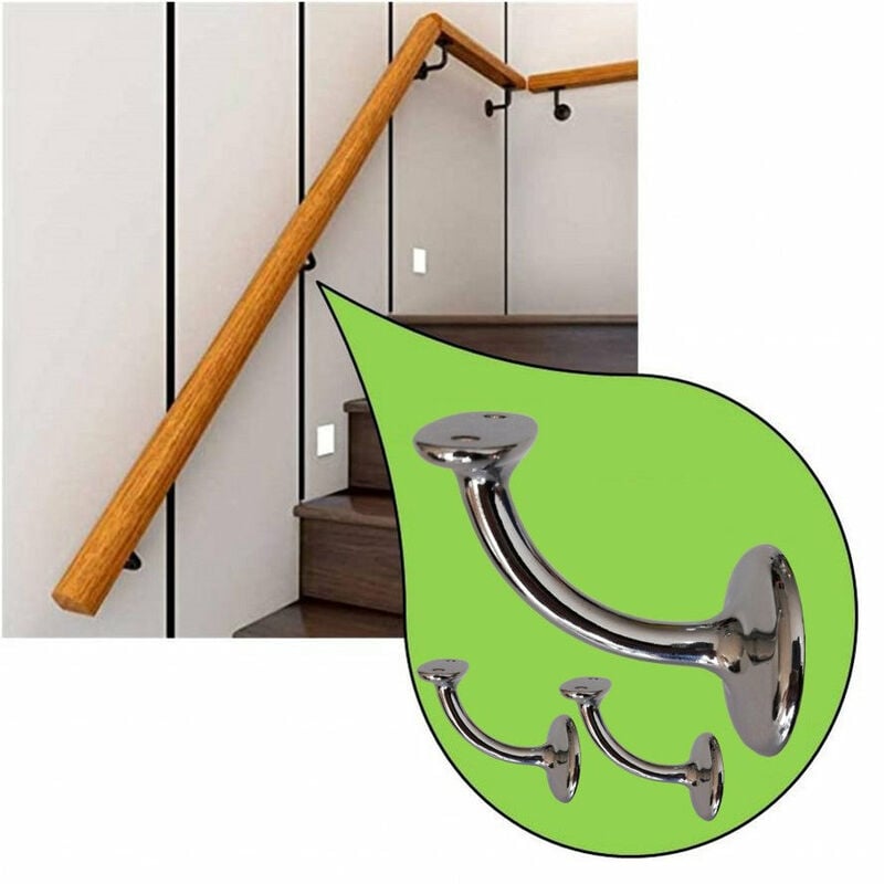foto del prodotto parpyon supporti per corrimano in legno 3pz viti e tasselli cromo