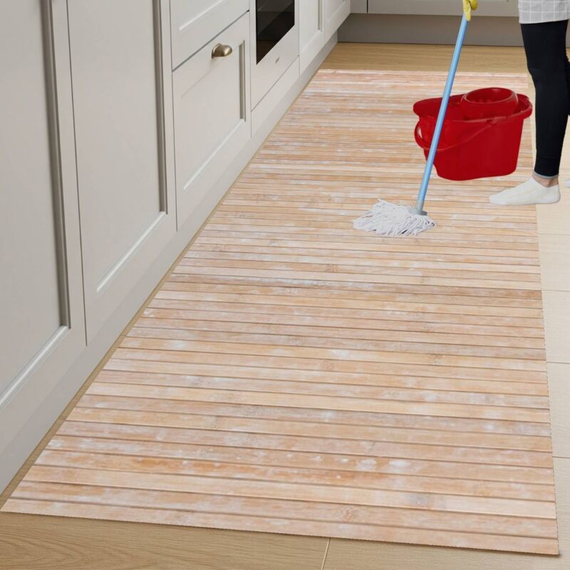 foto del prodotto parpyon tappeto cucina antiscivolo lavabile bamboo passatoia al metro tappeto interno esterno marrone 50x300