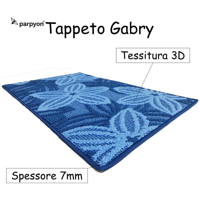 foto del prodotto parpyon tappeto multiuso gabry tappeto bagno cucina antiscivolo lavabile cm 50x115 blu