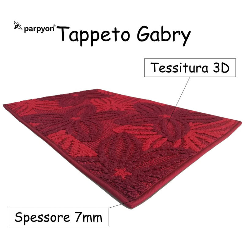 foto del prodotto parpyon tappeto multiuso gabry tappeto bagno cucina antiscivolo lavabile cm 50x115 rosso