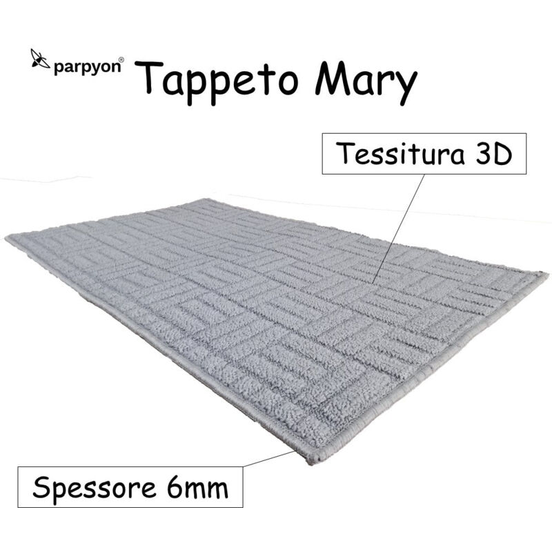 foto del prodotto parpyon tappeto multiuso mary tappeto bagno cucina antiscivolo lavabile cm 50x80 grigio