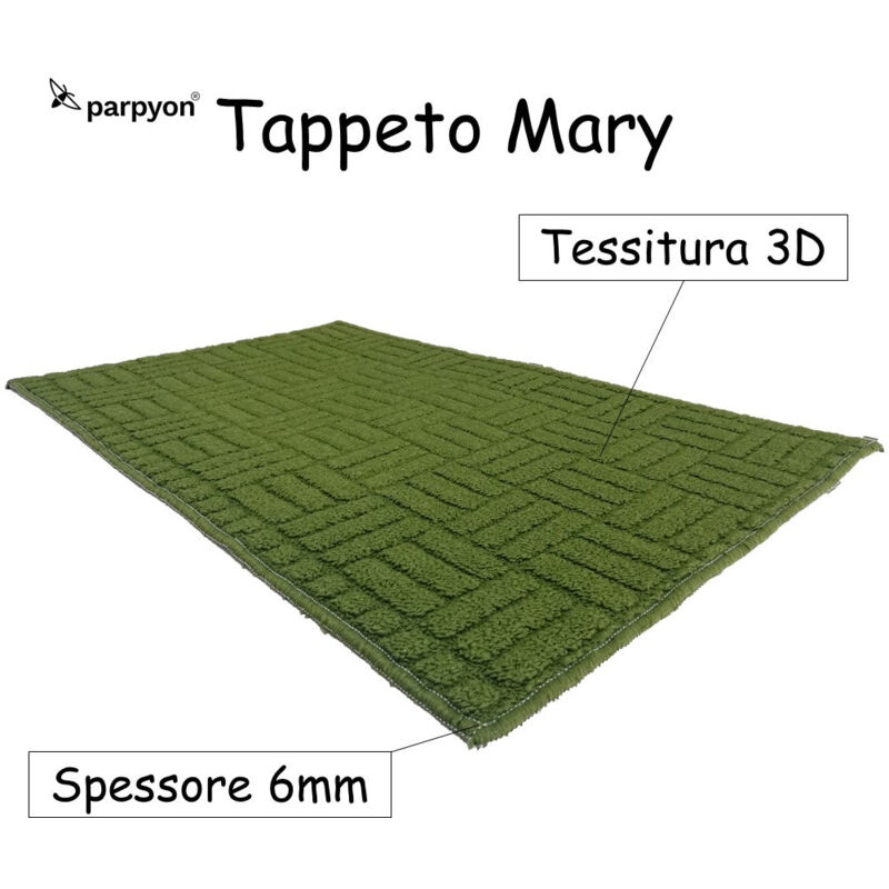 foto del prodotto parpyon tappeto multiuso mary tappeto bagno cucina antiscivolo lavabile cm 50x80 verde