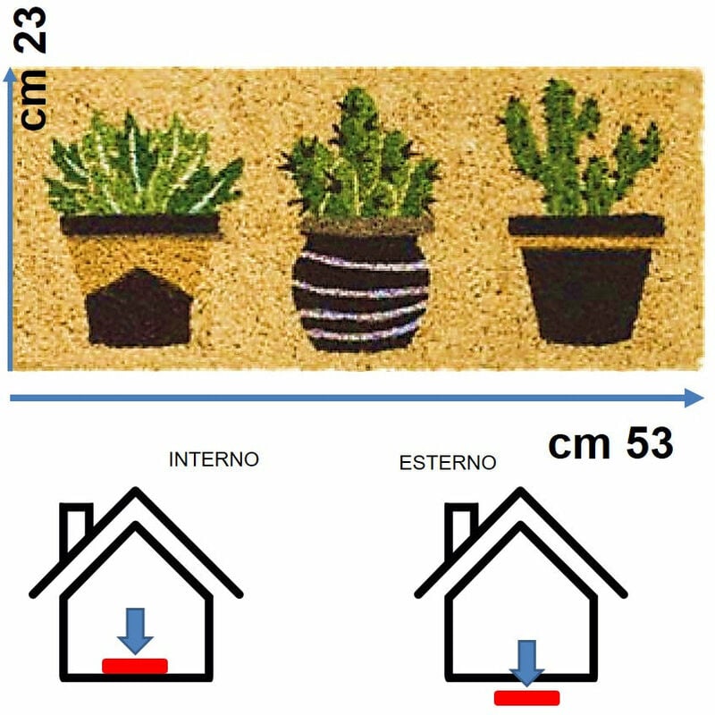 foto del prodotto parpyon zerbino ingresso casa divertente simpatico cm 23x53 tappeto antiscivolo in cocco cactus