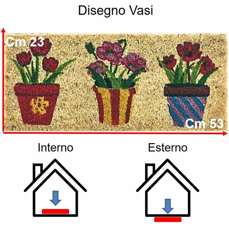foto del prodotto parpyon zerbino ingresso casa divertente simpatico cm 23x53 tappeto antiscivolo in cocco vasi