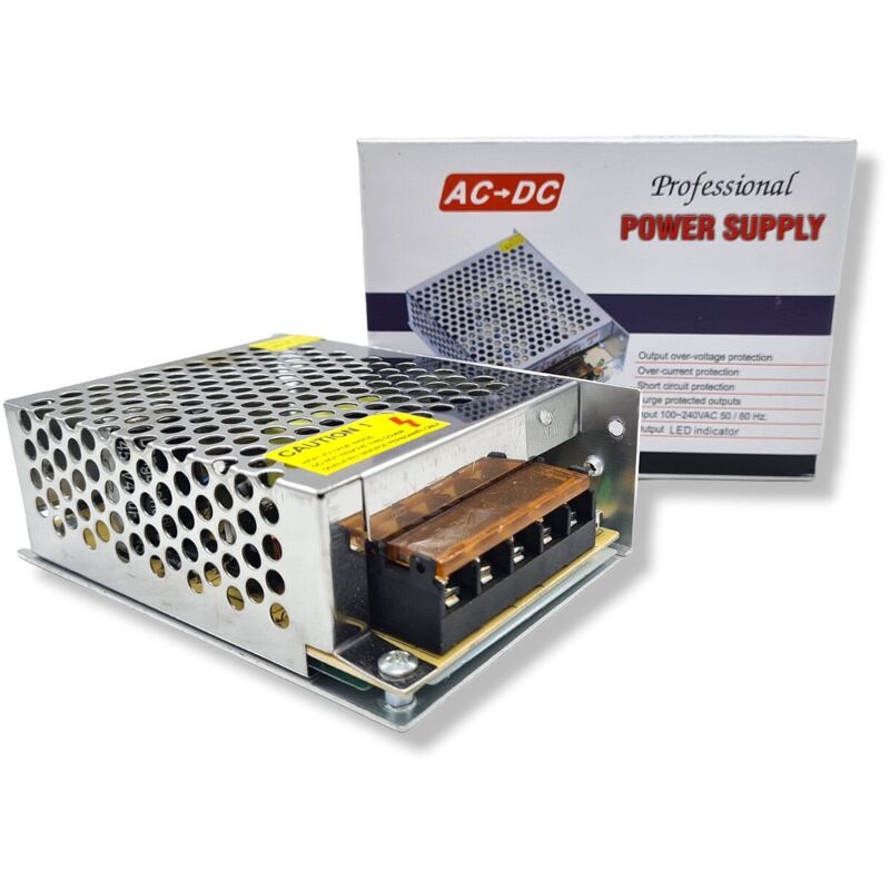 foto del prodotto partenopea utensili alimentatore stabilizzato switching 5v 5a 25w trasformatore per strisce led arduino telecamere progetti elettronici e domotica
