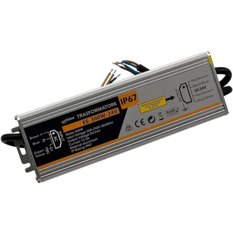 foto del prodotto partenopea utensili alimentatore trasformatore metallico stabilizzato switching impermeabilei p67 220v 24v 12.5a 300w