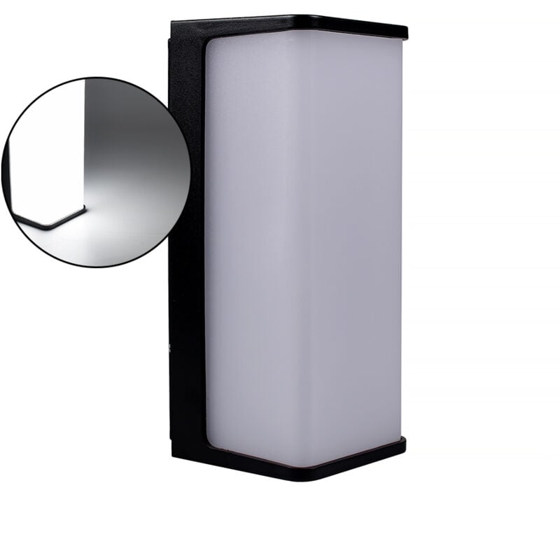 foto del prodotto partenopea utensili - applique da esterno a led rettangolare da parete in pvc nero luce fredda 6500k - illuminazione ad alta efficienza energetica