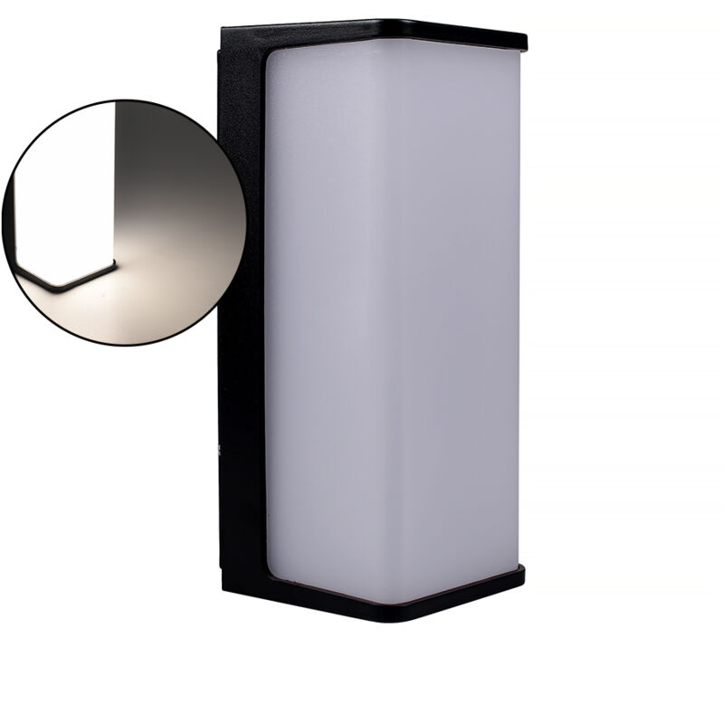 foto del prodotto partenopea utensili applique da esterno a led rettangolare da parete in pvc nero luce naturale 4000k alta efficienza e design minimalista