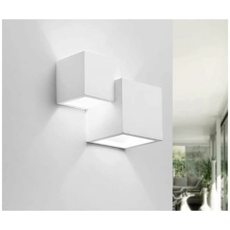 foto del prodotto partenopea utensili applique in gesso dal design moderno forma doppio cubo attacco per lampadine g9