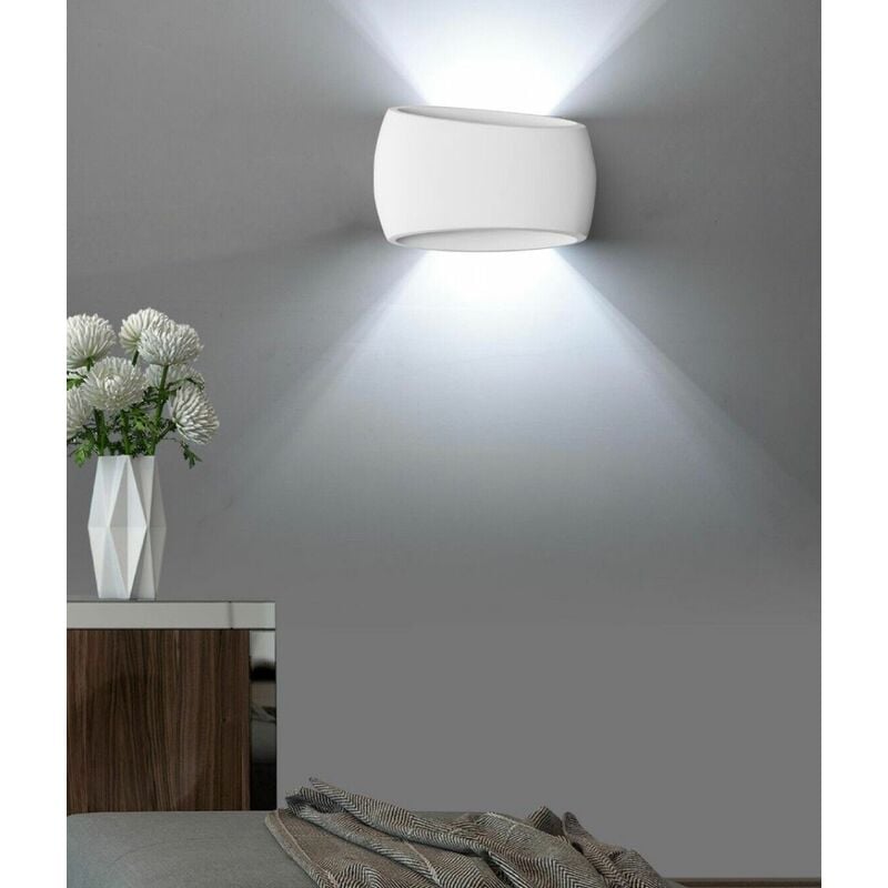 foto del prodotto partenopea utensili applique in gesso design moderno con forma ellisse attacco per lampadine led r7s biemissione