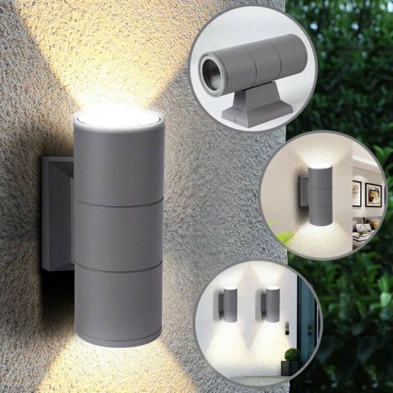foto del prodotto partenopea utensili applique lampada da muro parete led con doppia emissione gu10 per esterno ip65colore applique lampada grigia