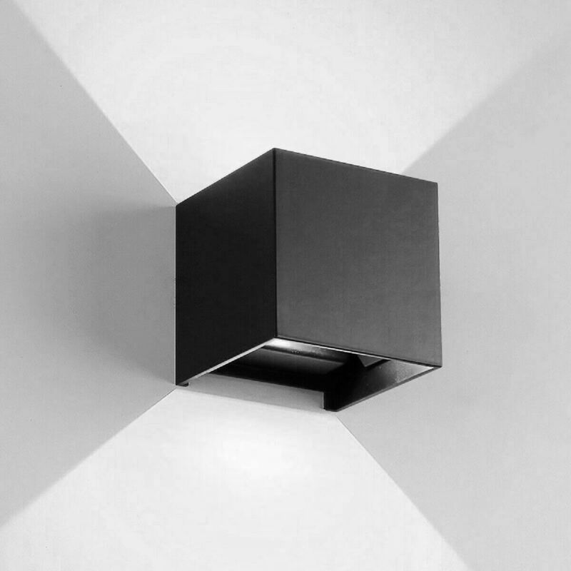 foto del prodotto partenopea utensili applique lampada da parete muro design moderno con led cob cubo 6w nero a luce bianca fredda 6500k
