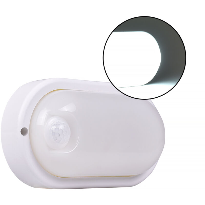 foto del prodotto partenopea utensili applique lampada led da parete con sensore 9w luce fredda 6500k ip56 rilevamento 4 5 metri risparmio energetico per