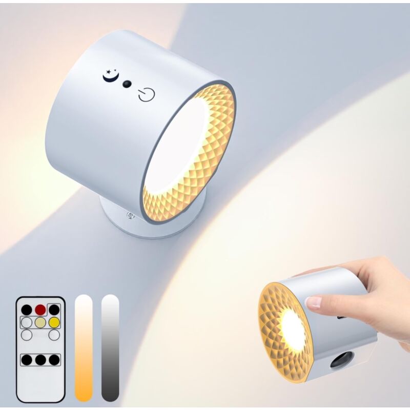 foto del prodotto partenopea utensili applique lampada led da parete luce bifacciale a batteria ricaricabile usb controllo touch o telecomando 3 temperature cct