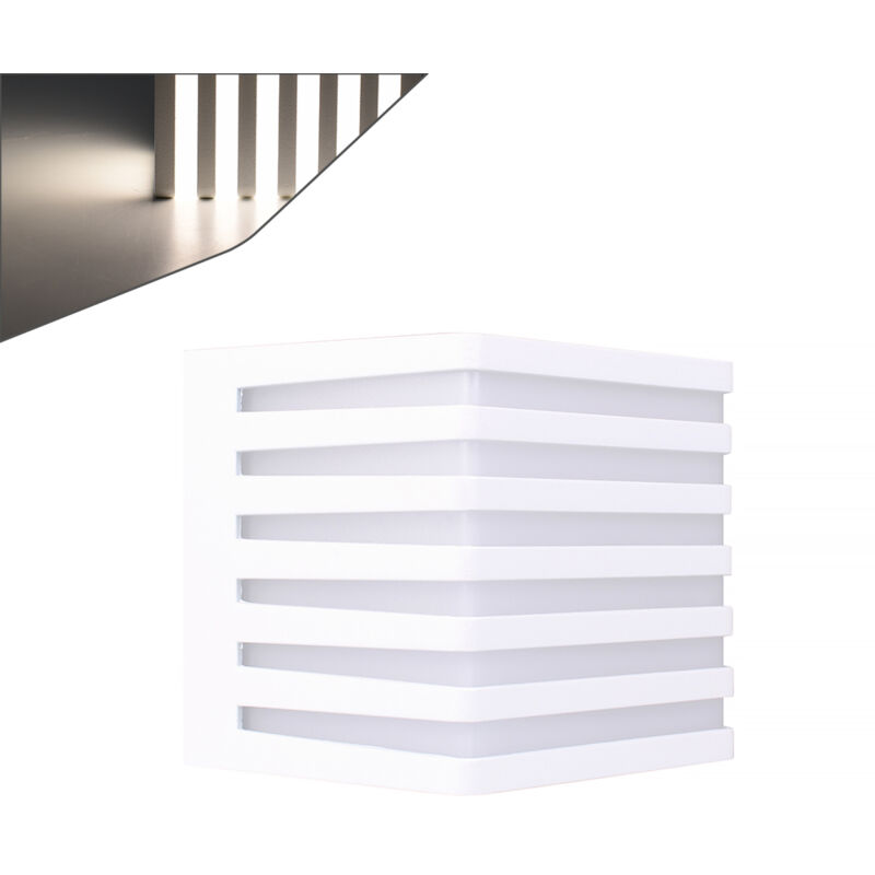 foto del prodotto partenopea utensili applique led cubo da esterno ip54 in alluminio bianco illuminazione naturale 4000k ideale per giardini e facciate
