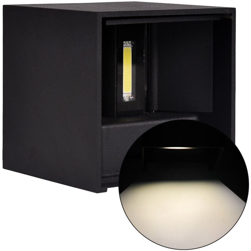 foto del prodotto partenopea utensili applique led cubo nero 10w luce naturale 4000k con emissione regolabile illuminazione moderna per interni ed esterni ip65