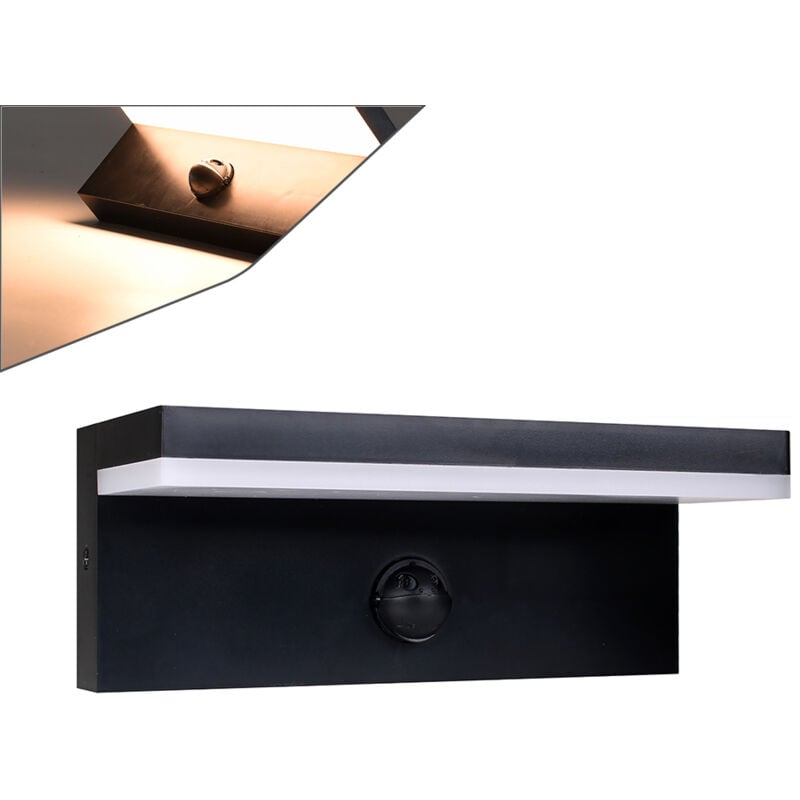 foto del prodotto partenopea utensili applique led da esterno con sensore di movimento pir luce calda 3000k impermeabile design moderno