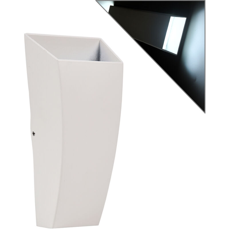 foto del prodotto partenopea utensili applique led da parete biemissione 6w ip65 per esterni design moderno in alluminio bianco con diffusore opaco ideale per