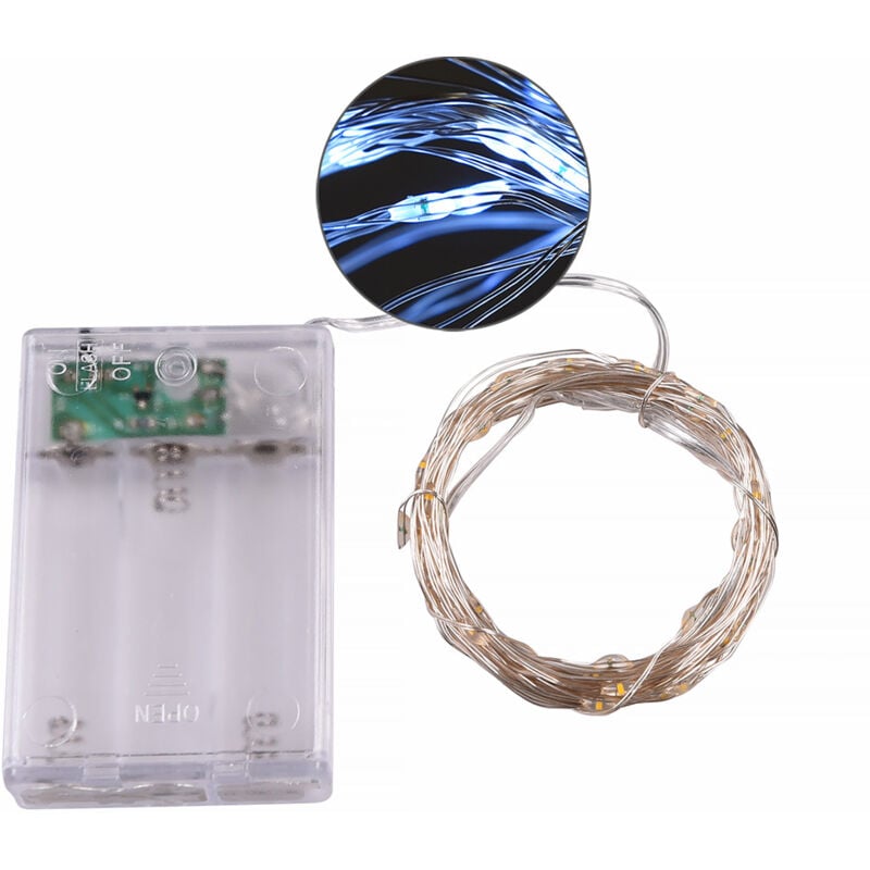 foto del prodotto partenopea utensili catena luminosa a batteria con 50 microled bianchi 5 metri filo ramato ideale per decorazioni natalizie wedding e ambienti