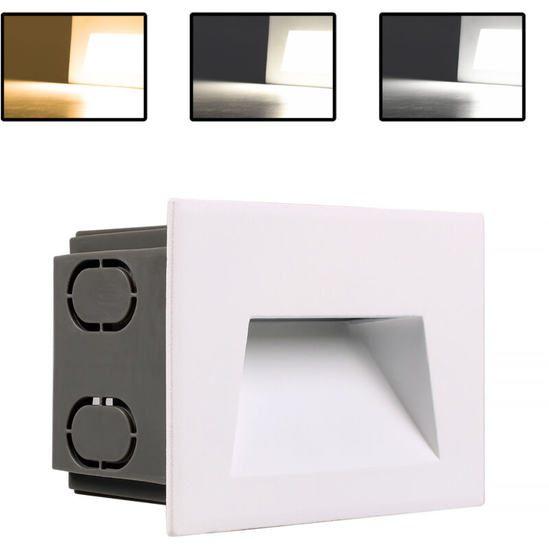 foto del prodotto partenopea utensili faretto bianco a led segnapasso da 5w per interni ed esterni con cct switch colore luce per giardini scale e viali