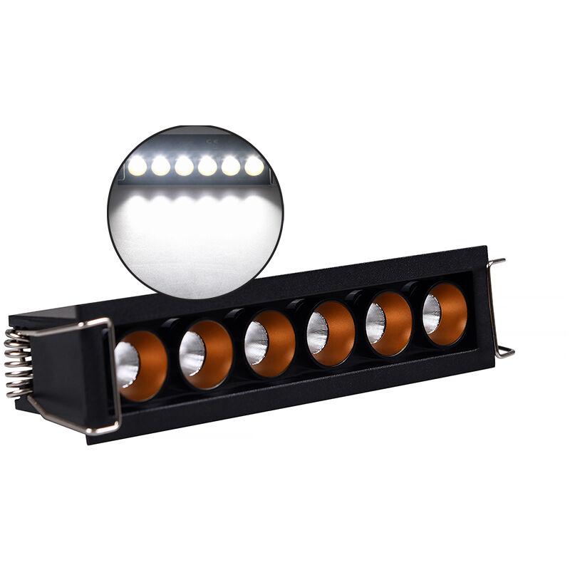 foto del prodotto partenopea utensili faretto led rettangolare da incasso per controsoffitti 11w luce fredda 6000k design moderno in alluminio nero