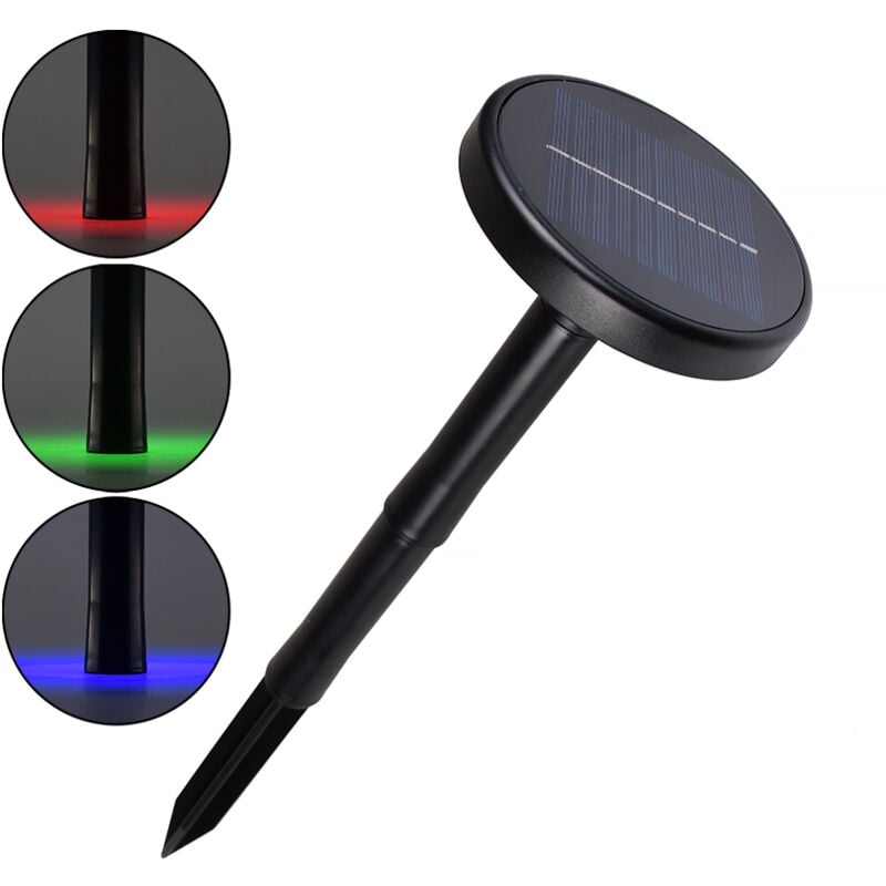 foto del prodotto partenopea utensili faretto led rgb solare da giardino con picchetto ricaricabile e impermeabile illuminazione multicolore per esterni ip65