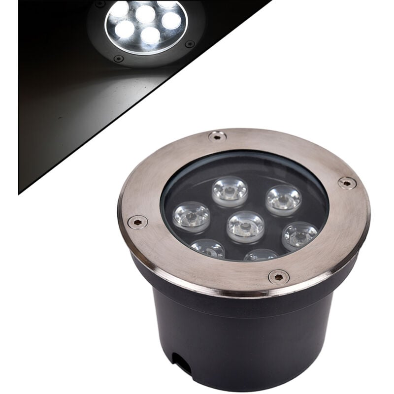 foto del prodotto partenopea utensili - faretto led segnapasso calpestabile 7w da incasso - luce fredda 6500k° ip65 per esterni e giardini