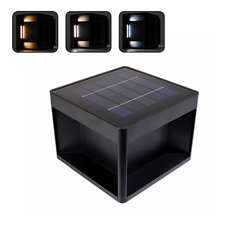 foto del prodotto partenopea utensili faretto solare led cubico con cct switch tripla temperatura di colore 3000k 4000k 6500k ricarica efficiente e grado di