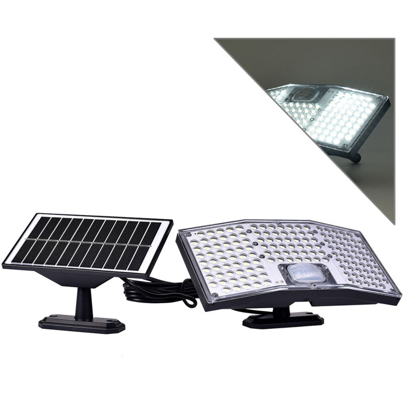 foto del prodotto partenopea utensili faretto solare led da esterno con telecomando luce bianca fredda sensore di movimento ideale per giardini balconi ingressi