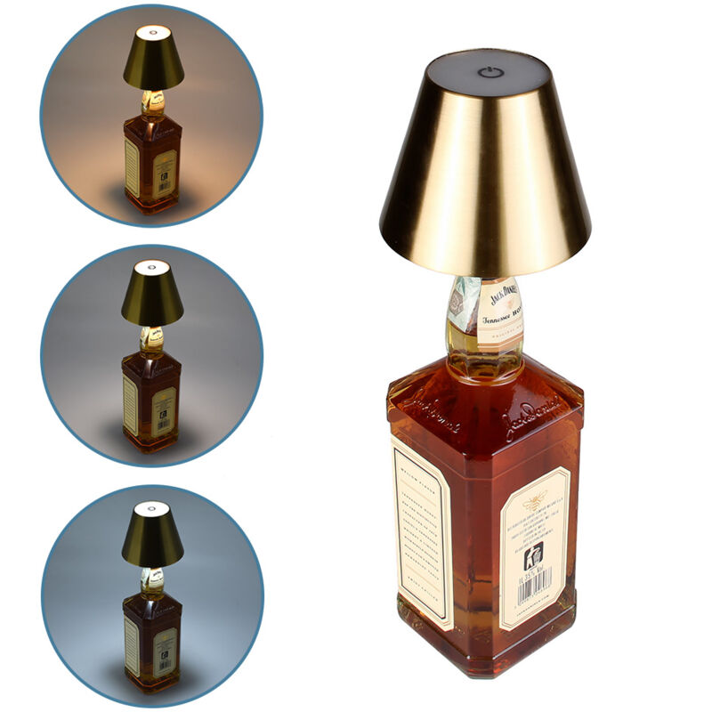foto del prodotto partenopea utensili innovativa lampada led da tavolo portatile con tappo per bottiglia e controllo touch illuminazione versatile con temperatura
