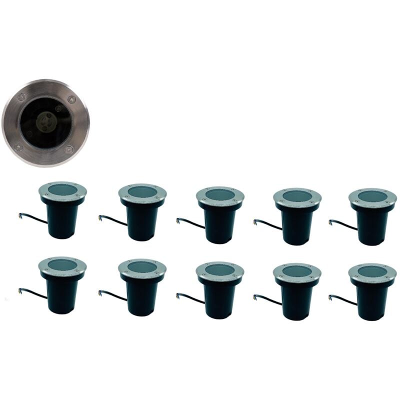 foto del prodotto partenopea utensili kit 10 faretti segnapasso calpestabile 10w 230v con attacco gu10 impermeabile ip65 per viali giardini sentieri