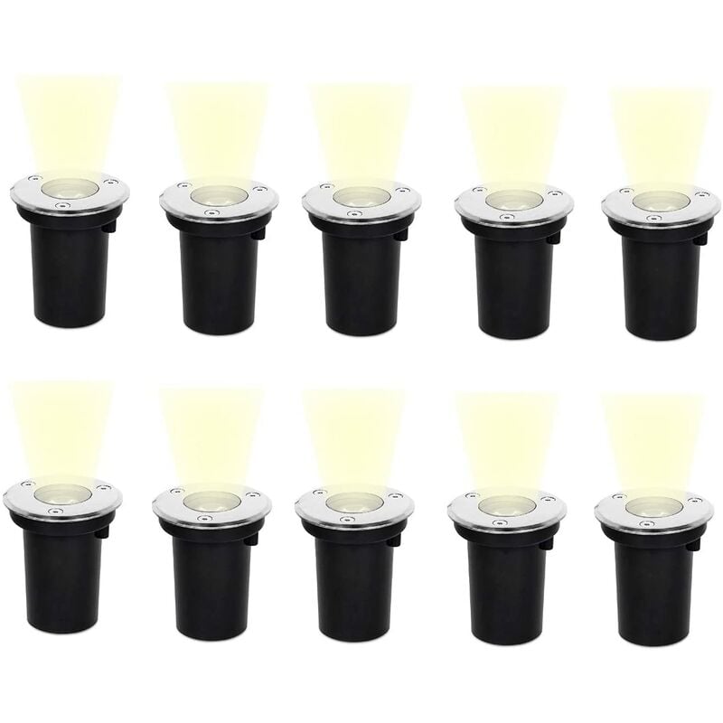 foto del prodotto partenopea utensili kit da 10 faretti a led da incasso per esterni potenza 1.5w 90lm segnapasso calpestabile impermeabile ip65 a luce bianca