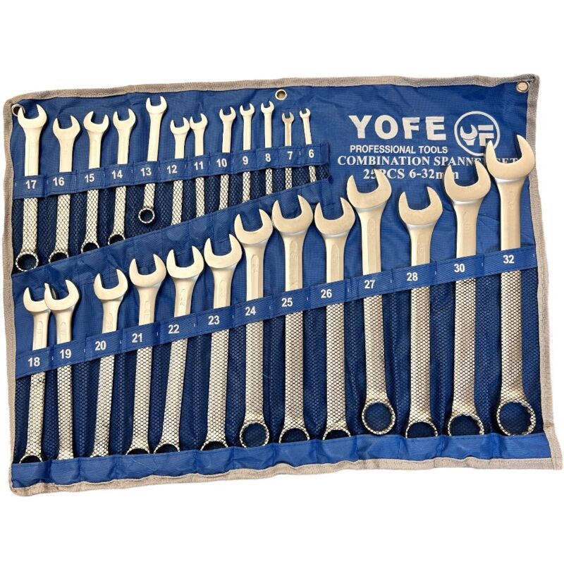 foto del prodotto partenopea utensili kit set 25 chiavi forchetta stella combinate in acciaio fisse poligonali inglesi