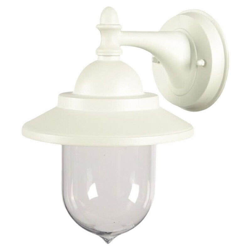 foto del prodotto partenopea utensili lampada da parete e27 per esterno ip44 bianca applique a lanterna in alluminio e pvc ideale per giardini terrazzi e ingressi